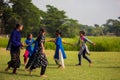 Children enjoying blind manÃ¢â¬â¢s bluff game in the leisure time on school playground.